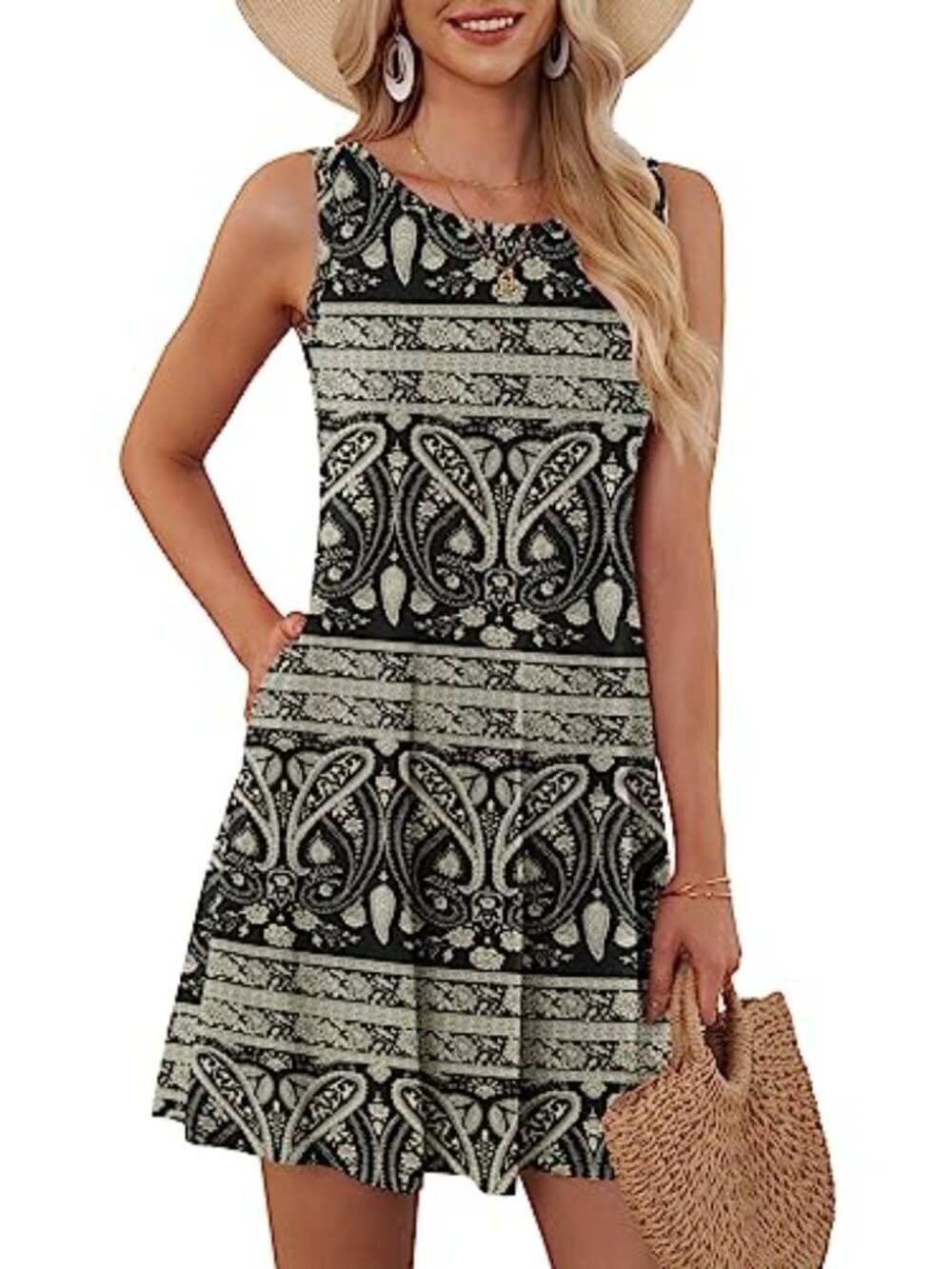 🆕 Women's Summer Boho Dress Floral Casual Sleeveless Beach Dresses with